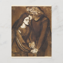 Postal Dos amantes por Dante Gabriel Rossetti