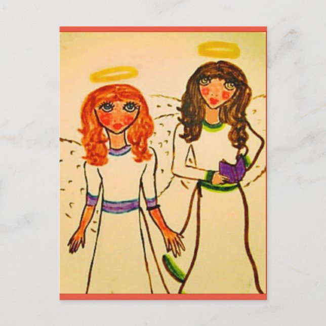 Postal dos ángeles - arte de Rosebeth (Anverso)