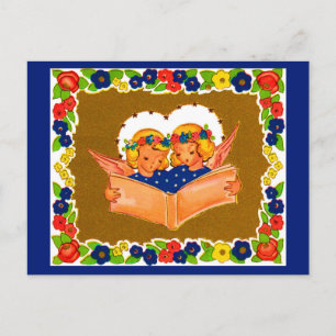 Postal dos ángeles cantando