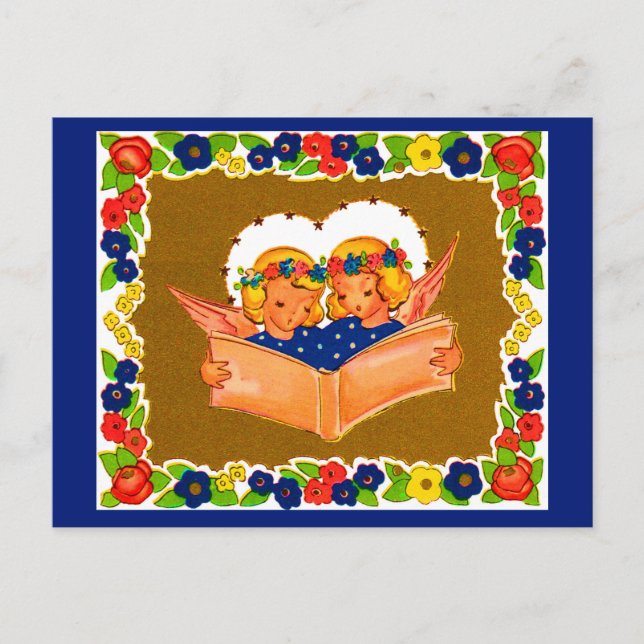 Postal dos ángeles cantando (Anverso)