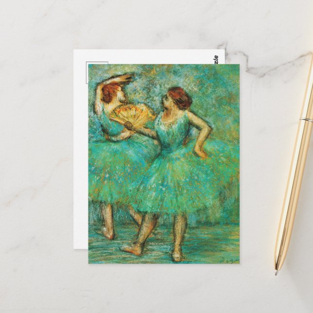 Postal Dos bailarinas, arte de Degas (Anverso/Reverso In Situ)