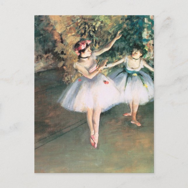Postal Dos bailarinas en escena de Edgar Degas, arte vint (Anverso)