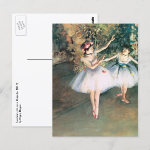 Postal Dos bailarinas en un escenario de Edgar Degas, Art