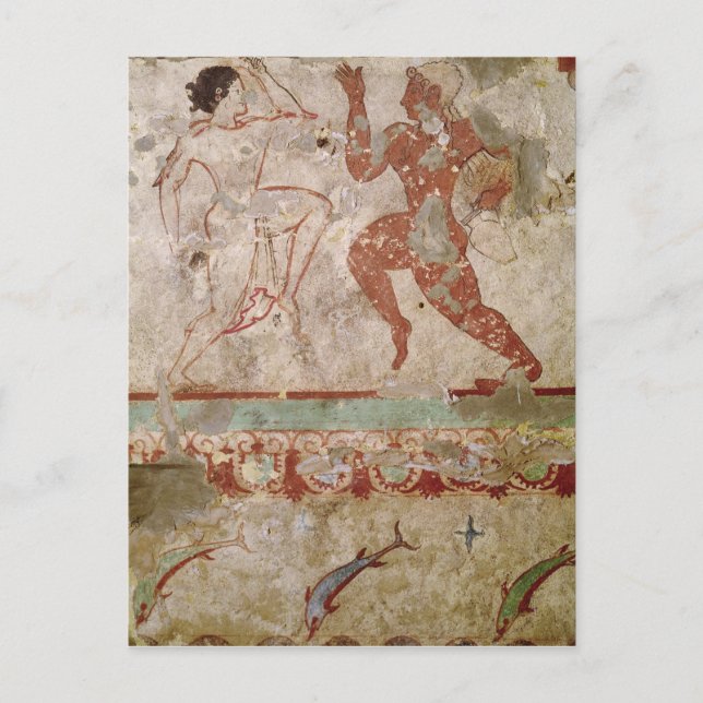 Postal Dos bailarines y delfines (Anverso)