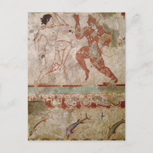 Postal Dos bailarines y delfines