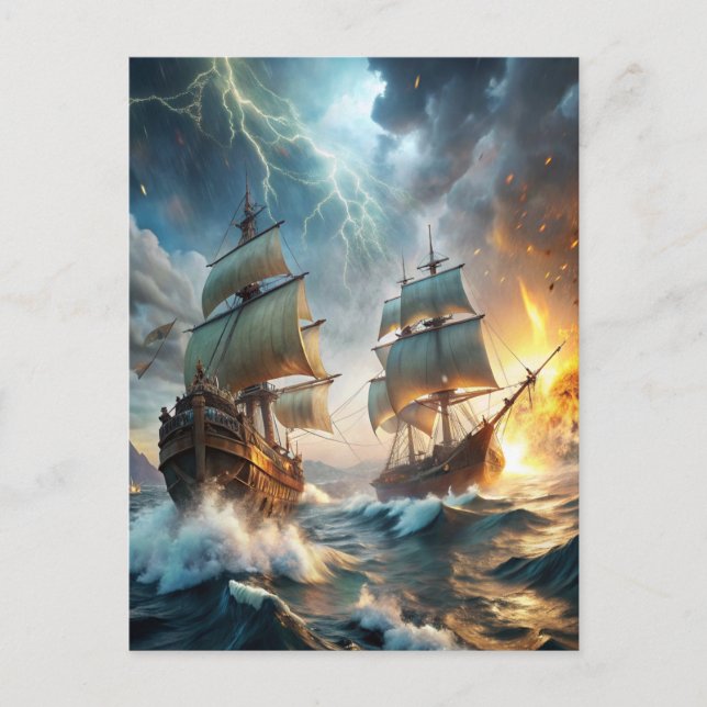 Postal Dos barcos en el mar (Anverso)