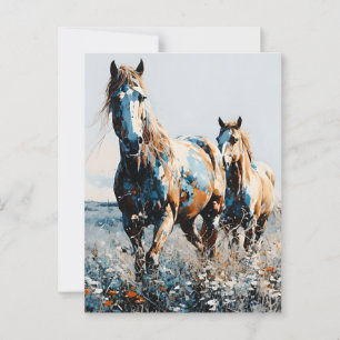 Postal Dos caballos de pintura