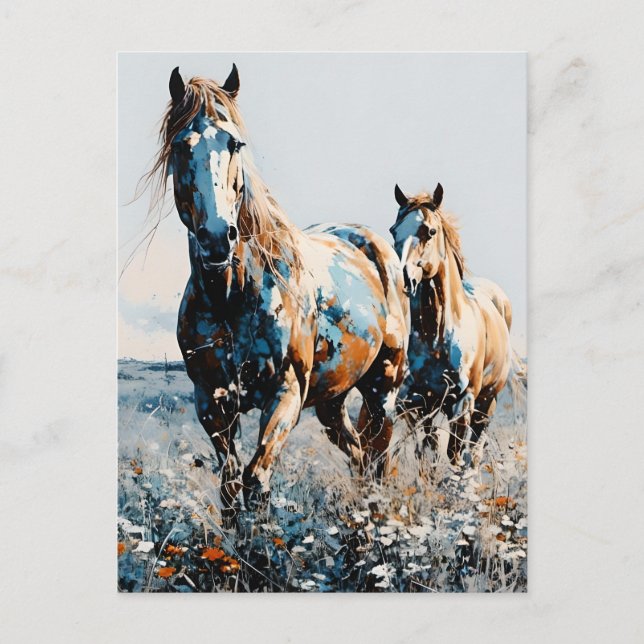 Postal Dos caballos de pintura (Anverso)
