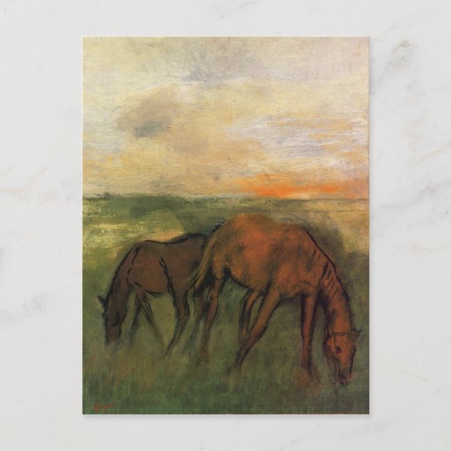 Postal Dos caballos en una pastelería de Edgar Degas (Anverso)