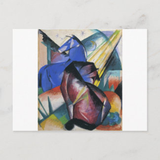 Postal Dos caballos, rojo y azul por Franz Marc