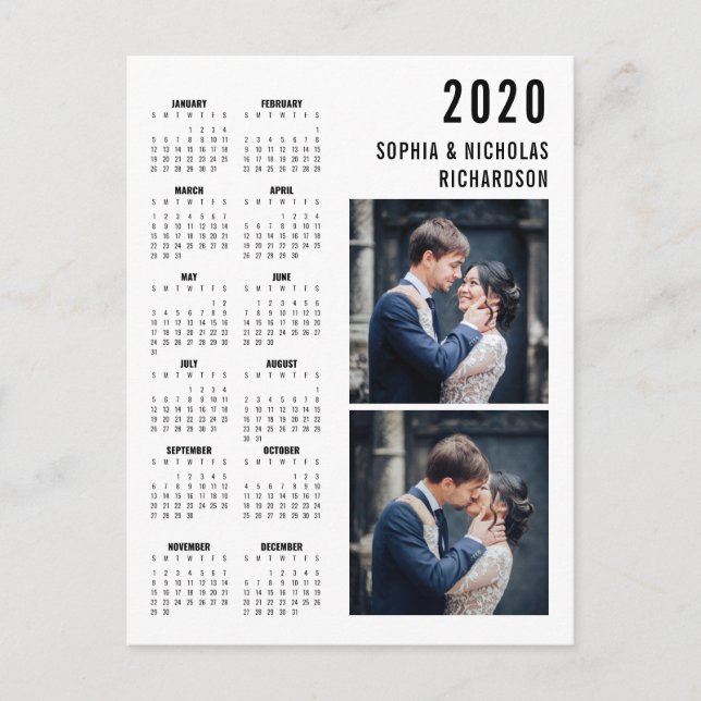 Postal Dos calendario moderno profesional de la foto 2020 (Anverso)