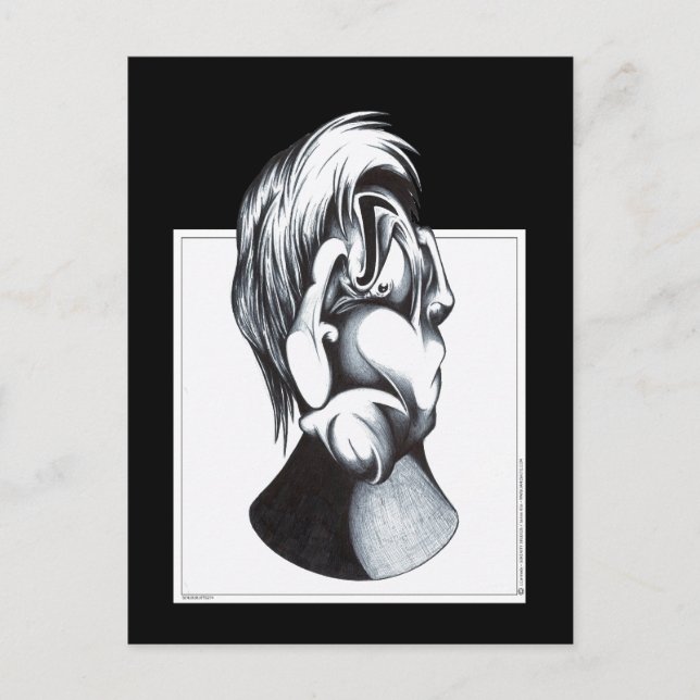 Postal Dos caras de dolor (Anverso)