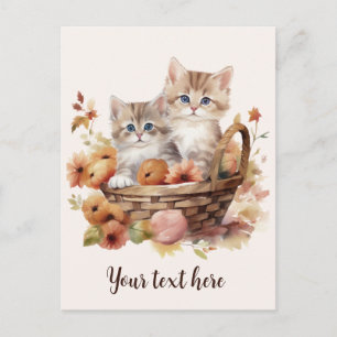 Postal Dos cestas de gatitos de corte en otoño