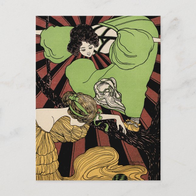 Postal Dos Chicas - Art Nouveau - Jugendstil (Anverso)
