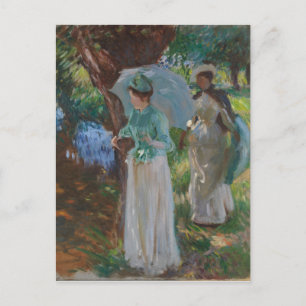 Postal Dos Chicas con sombrillas