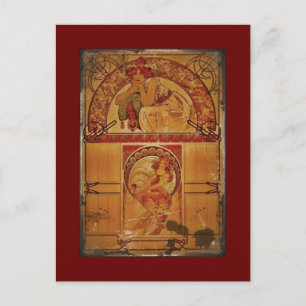 Postal Dos Chicas en colores otoñales