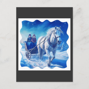 Postal Dos Chicas Jóvenes En Un Snowowley En Sleigh