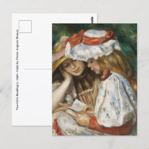 Postal Dos Chicas leyendo por Pierre-Auguste Renoir.