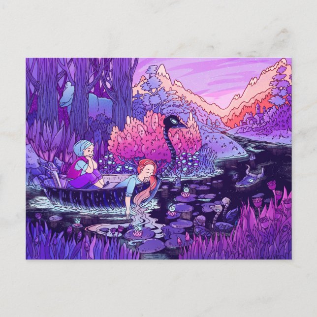 Postal Dos chicas navegan por el río Negro (Anverso)