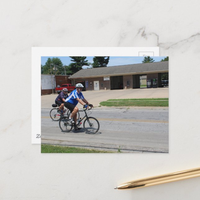 Postal Dos ciclistas en Burlington, Iowa (Anverso/Reverso In Situ)