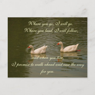 Postal Dos cisnes en un lago - El matrimonio promete