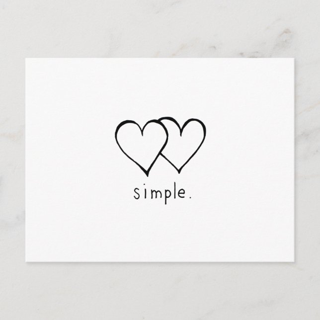 Postal Dos corazones - Amor simple - Arte de dibujo de lí (Anverso)