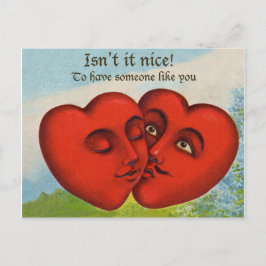 Postal Dos corazones besándose, vintage día de San Valent