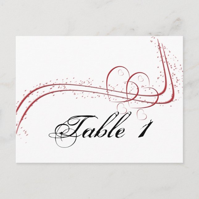 Postal Dos corazones como un número de tabla (Anverso)