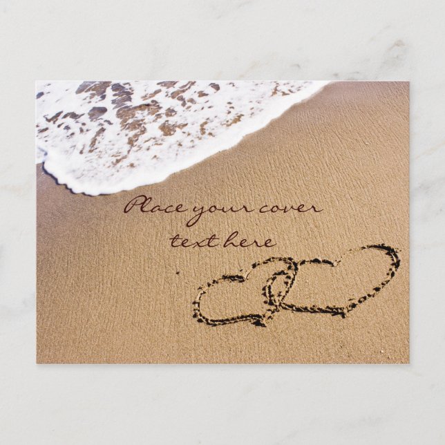 Postal Dos Corazones En La Arena (Anverso)