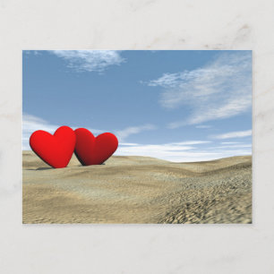 Postal Dos corazones en la playa - rendimento 3D