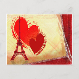 Postal Dos corazones en París
