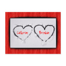 Dos corazones Fresco Nieve Blanca Rojo Corrugado M