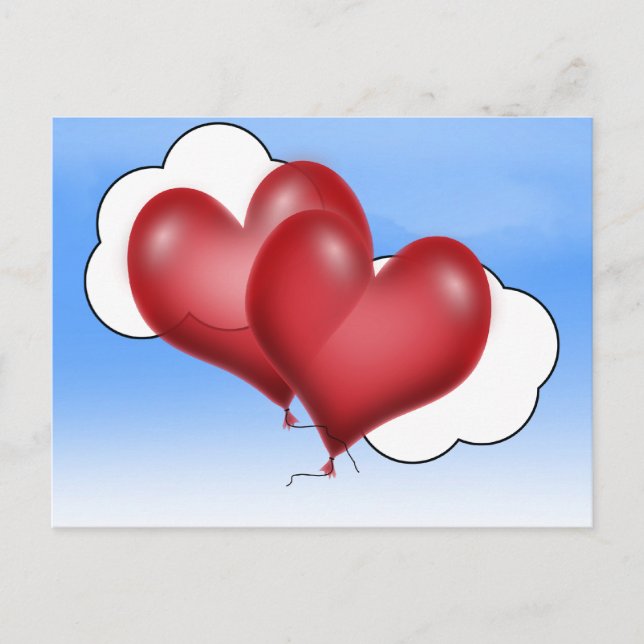 Postal Dos Corazones Globales Con Nube (Anverso)