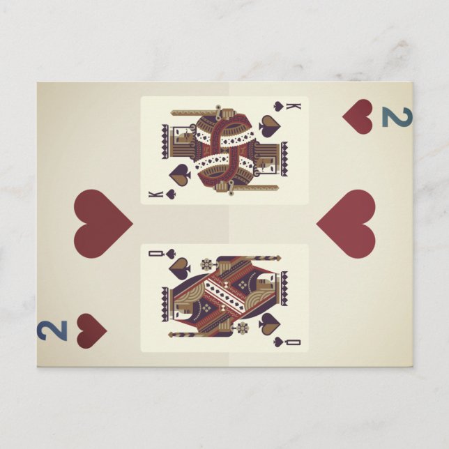 Postal Dos corazones - Reina y Rey (Anverso)