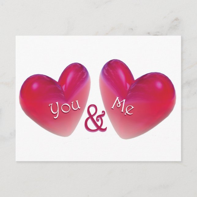 Postal Dos corazones románticos (Anverso)