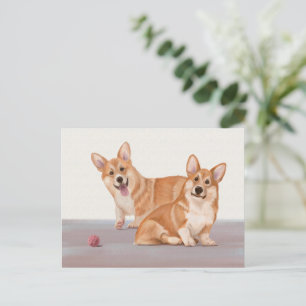 Postal Dos Corgis Cute