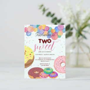 Postal Dos dulces donas y globo chica cumple 2 años 