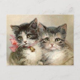 Postal Dos encantadores gatitos victorianos.