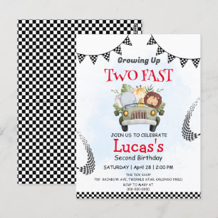 Postal Dos Fiestas de 2º cumpleaños de carrera de safari