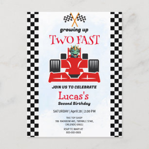 Postal Dos Fiestas del segundo cumpleaños de Dinosaur Rac