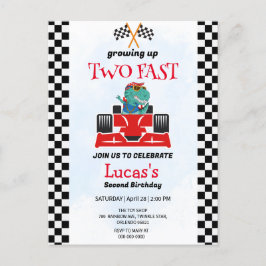 Postal Dos Fiestas del segundo cumpleaños de Dinosaur Rac