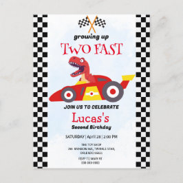 Postal Dos Fiestas del segundo cumpleaños de Dinosaur Rac