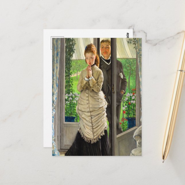 Postal Dos figuras en una puerta, la propuesta de J. Tiss (Anverso/Reverso In Situ)