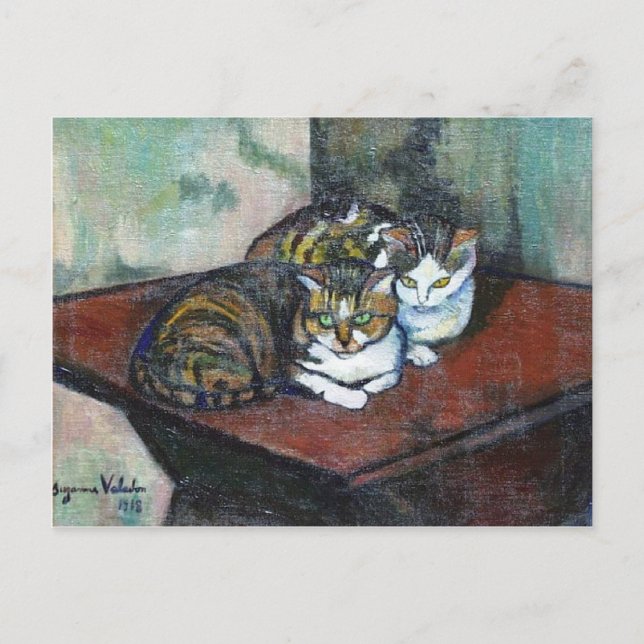 Postal Dos gatos de Suzanne Valadon (Anverso)