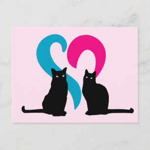 Postal Dos gatos enamorados