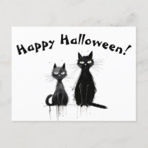 Dos gatos negros Feliz Halloween