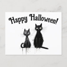 Dos gatos negros Feliz Halloween