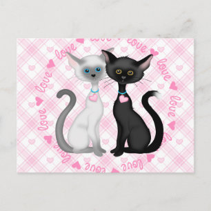 Postal Dos gatos pequeños enamorados