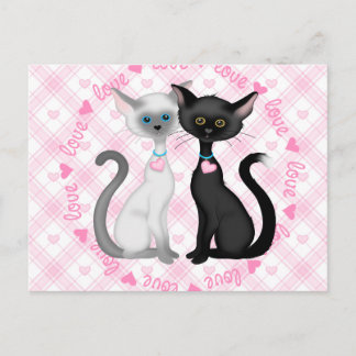 Postal Dos gatos pequeños enamorados