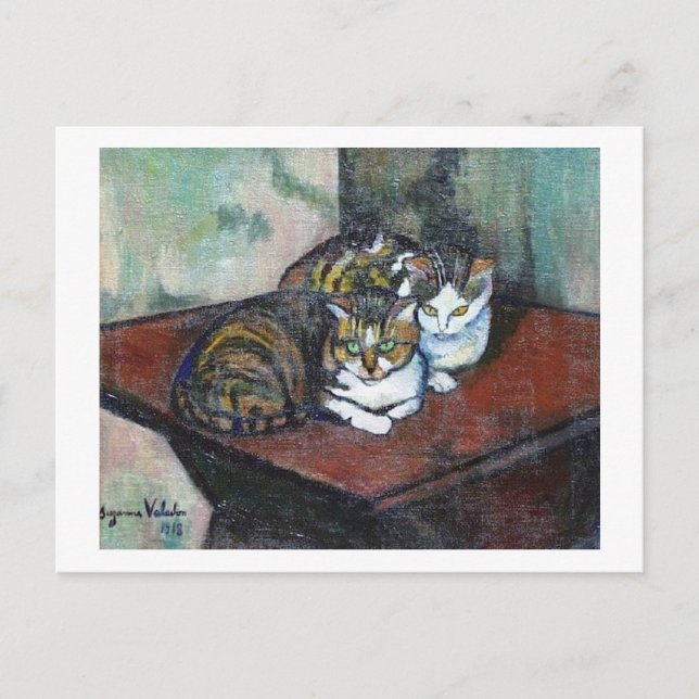 Postal Dos gatos, Suzanne Valadon (Anverso)